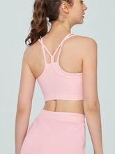 Women's vest, camisole, exercise, fitness, yoga, hanging neck, mesh, hollow out, fake two-piece bra